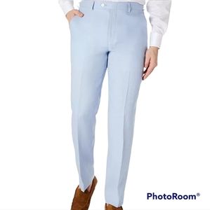 Lauren Ralph Lauren Light Blue 100% Linen Ultraflex Classic-Fit Pants
